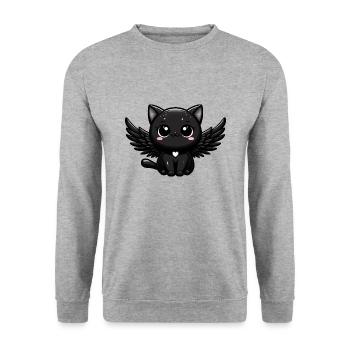 Gothic Angel Cat Cute Black Dark Wings - Unisex Sweatshirt - salt & pepper - Front - Alina (178cm) & Michal (187cm)
