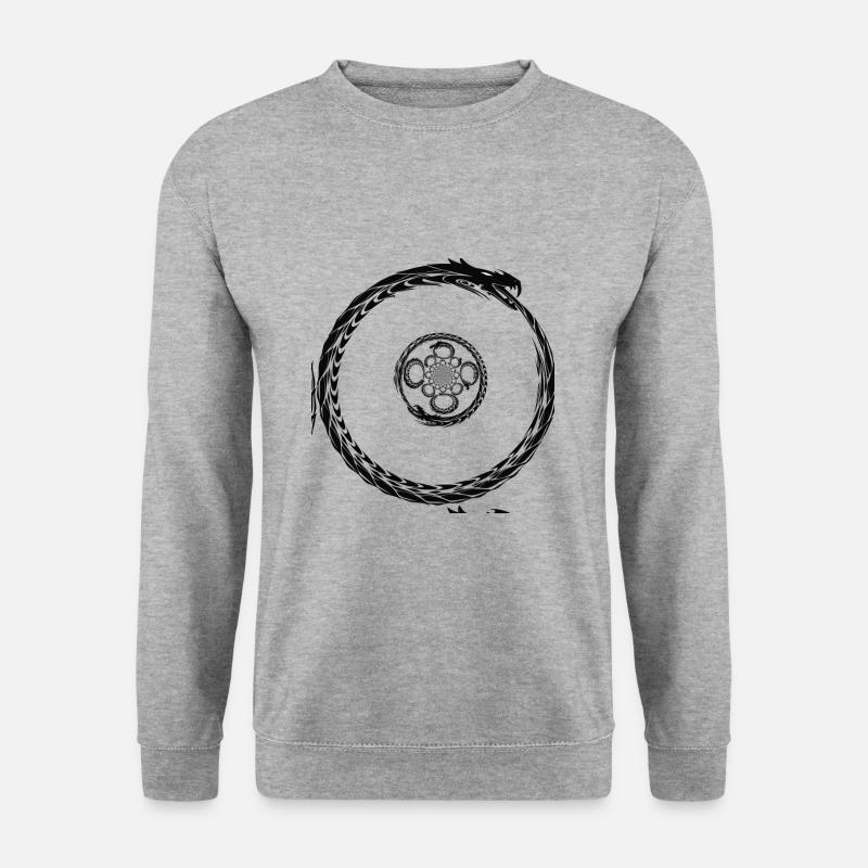 Drache Drachen - Unisex Pullover - Weißgrau meliert
