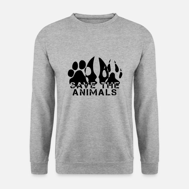 SAVE THE ANIMALS - Unisex Pullover - Weißgrau meliert