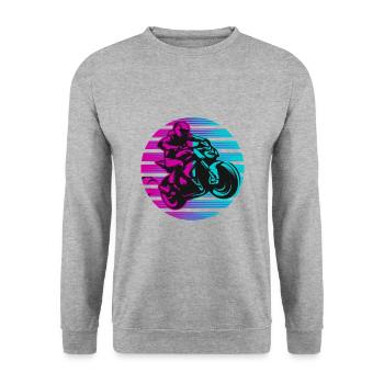 Motorrad Motorradfahrer Neon - Unisex Pullover - Weißgrau meliert - Vorne - Alina (178cm) & Michal (187cm)