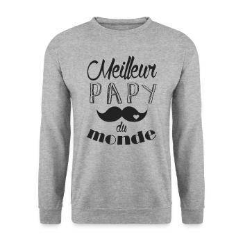 Meilleur papy du monde - Sweat-shirt Unisexe - gris chiné - Devant - Alina (178cm) & Michal (187cm)