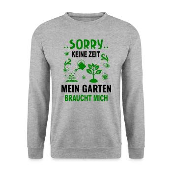 Garten Gartenarbeit gärtnern Gärtner Gießkanne - Unisex Pullover - Weißgrau meliert - Vorne - Alina (178cm) & Michal (187cm)