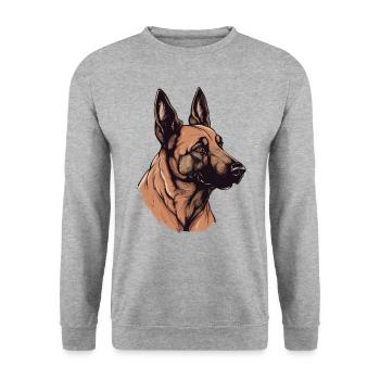 Belgian Malinois - Unisex Pullover - Weißgrau meliert - Vorne - Alina (178cm) & Michal (187cm)