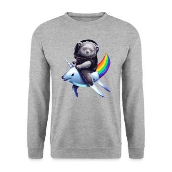 Koala Unicorn Astronaut at Rainbow Imaginative - Unisex Sweatshirt - salt & pepper - Front - Alina (178cm) & Michal (187cm)