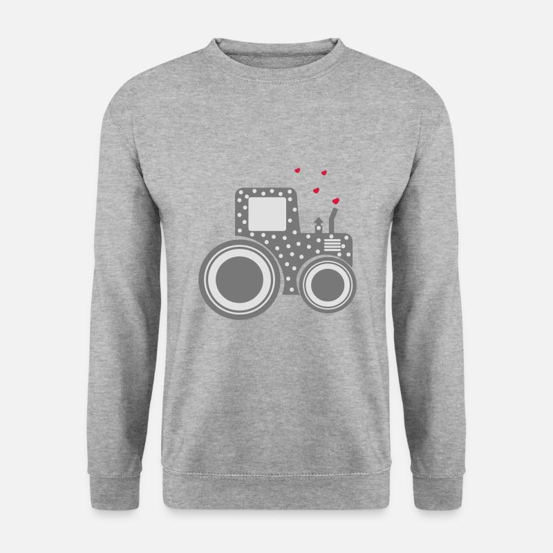 traktor gepunktet mit herzen - Unisex Pullover - Weißgrau meliert