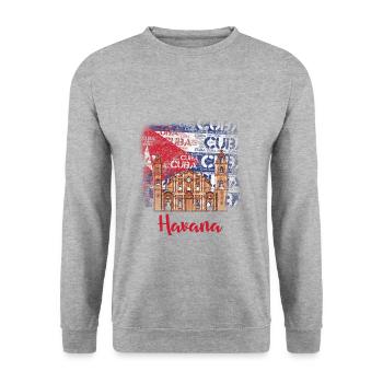 Cuba Havana T-Shirt - Unisex Sweatshirt - salt & pepper - Front - Alina (178cm) & Michal (187cm)
