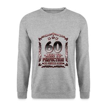 60. Geburtstag - 60 Jahre Alt Geschenk für Papa - Unisex Pullover - Weißgrau meliert - Vorne - Alina (178cm) & Michal (187cm)