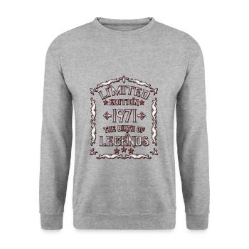 50 Geburtstag Jahrgang 1971 1971 Geboren Geschenk - Unisex Pullover - Weißgrau meliert - Vorne - Alina (178cm) & Michal (187cm)