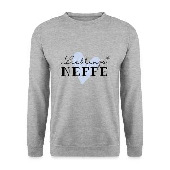 Lieblingsneffe/ bester Neffe / Geburt - Unisex Pullover - Weißgrau meliert - Vorne - Alina (178cm) & Michal (187cm)