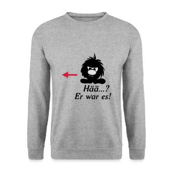kleines Monster Smuffel hää er war es - Unisex Pullover - Weißgrau meliert - Vorne - Alina (178cm) & Michal (187cm)