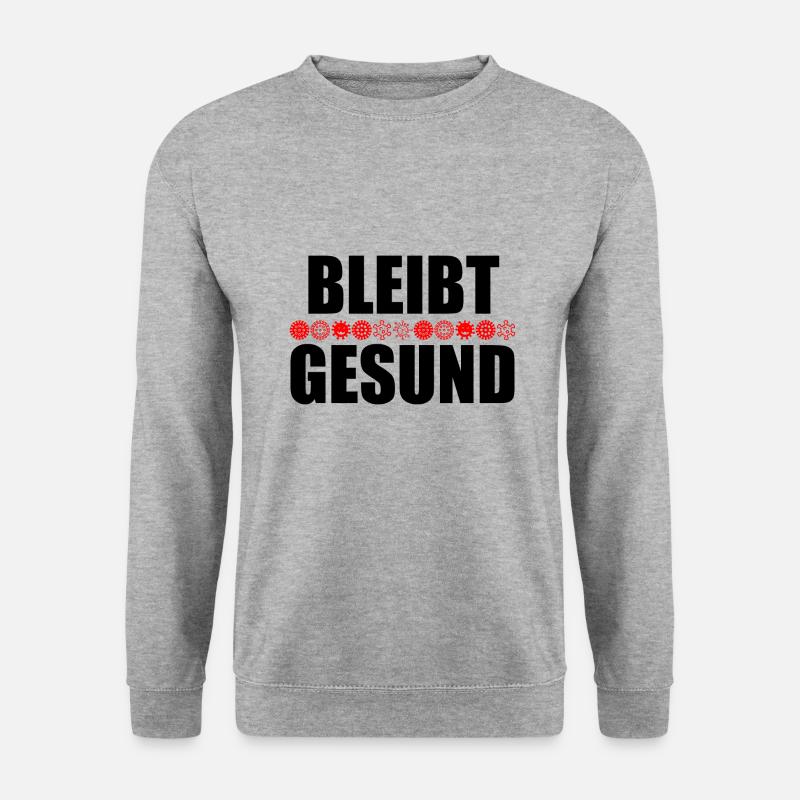 BLEIBT GESUND - Corona Maske lustig - Unisex Pullover - Weißgrau meliert