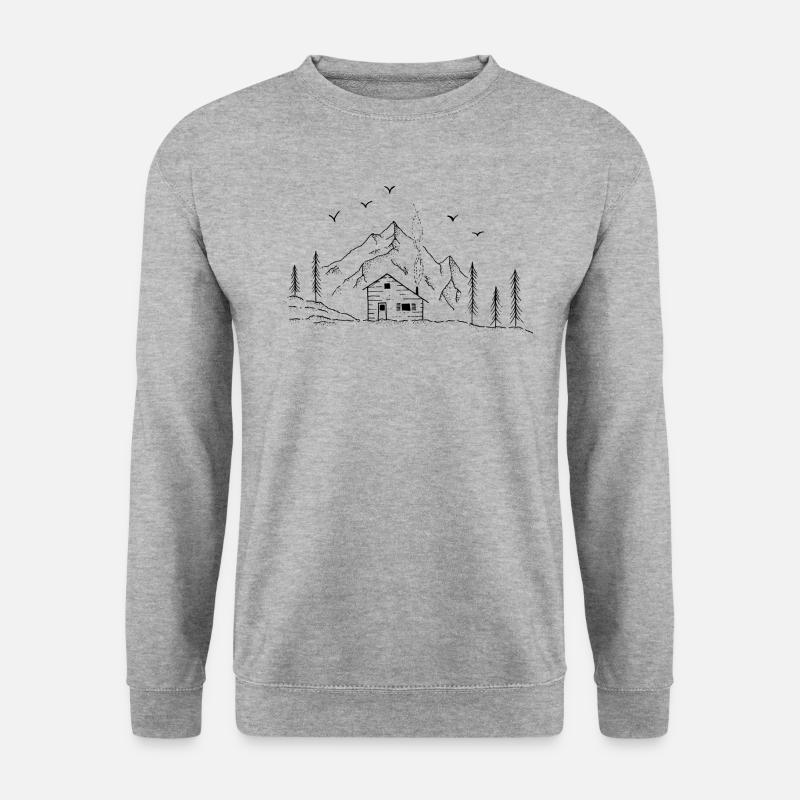 Berghütte - Unisex Pullover - Weißgrau meliert