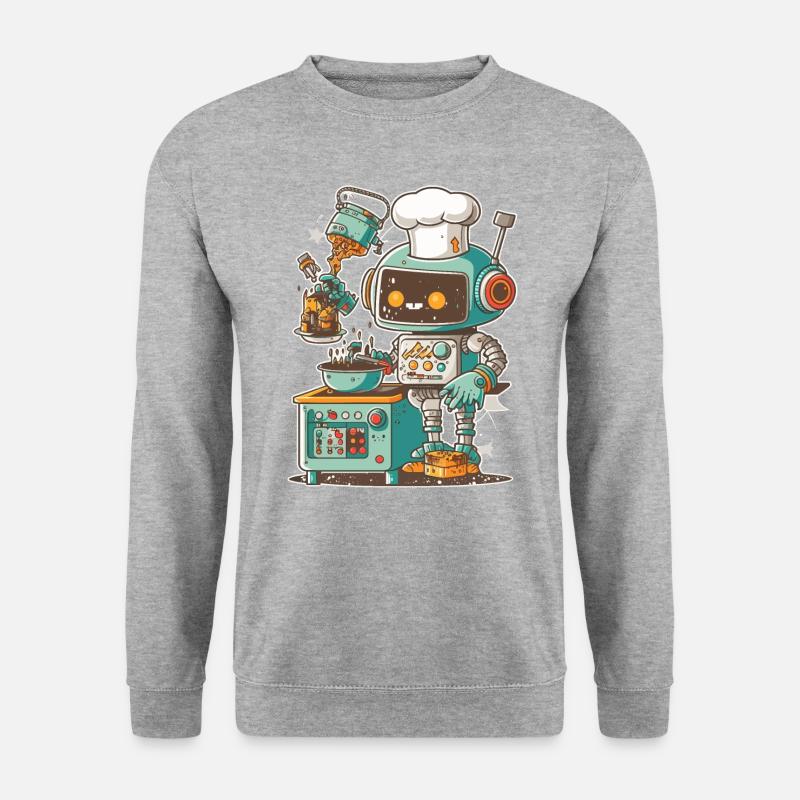 Mechanischer Koch - Unisex Pullover - Weißgrau meliert