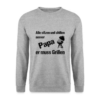 Grillen - Unisex Pullover - Weißgrau meliert - Vorne - Alina (178cm) & Michal (187cm)