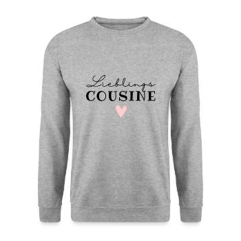 Lieblingscousine / beste Cousine / Cousinenliebe - Unisex Pullover - Weißgrau meliert - Vorne - Alina (178cm) & Michal (187cm)