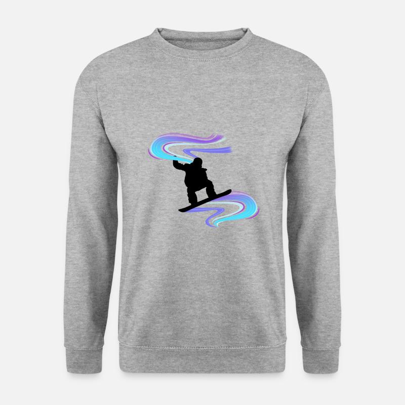 Snowboard Snowboarder Wirbel Schwarz - Unisex Pullover - Weißgrau meliert