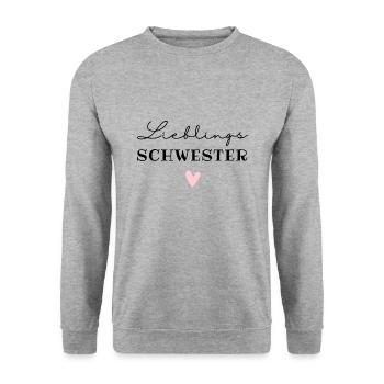 Lieblingsschwester / Beste Schwester - Unisex Pullover - Weißgrau meliert - Vorne - Alina (178cm) & Michal (187cm)