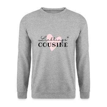 Lieblingscousine / beste Cousine / Cousinenliebe - Unisex Pullover - Weißgrau meliert - Vorne - Alina (178cm) & Michal (187cm)