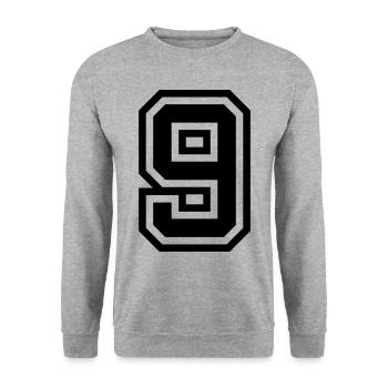 9 Zahl symbol - Unisex Pullover - Weißgrau meliert - Vorne - Alina (178cm) & Michal (187cm)