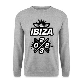 Ibiza 2023 - Unisex Pullover - Weißgrau meliert - Vorne - Alina (178cm) & Michal (187cm)