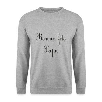 FROHER VATERTAG. PAPA - Unisex Pullover - Weißgrau meliert - Vorne - Alina (178cm) & Michal (187cm)