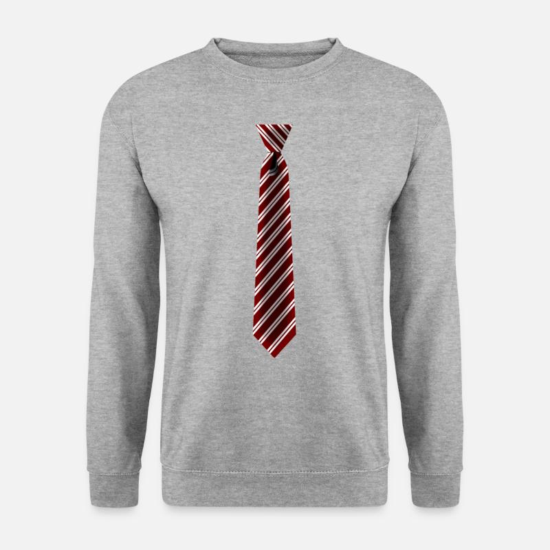 Krawatte Tie Windsor Necktie Büro Karneval Mode - Unisex Pullover - Weißgrau meliert