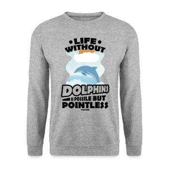 Delfin - Unisex Pullover - Weißgrau meliert - Vorne - Alina (178cm) & Michal (187cm)