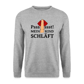 Psssssst - Unisex Pullover - Weißgrau meliert - Vorne - Alina (178cm) & Michal (187cm)