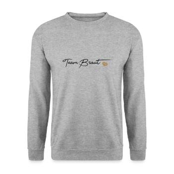Team Braut - Unisex Pullover - Weißgrau meliert - Vorne - Alina (178cm) & Michal (187cm)