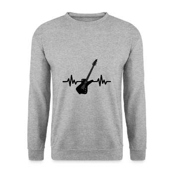 Herzschlag Gitarre - Rock n Roll Punk Band Metal - Unisex Pullover - Weißgrau meliert - Vorne - Alina (178cm) & Michal (187cm)