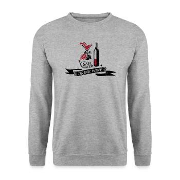 Save water drink wine - Unisex Sweatshirt - salt & pepper - Front - Alina (178cm) & Michal (187cm)
