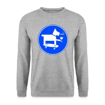 Skateboard-Hund - Unisex Pullover - Weißgrau meliert - Vorne - Alina (178cm) & Michal (187cm)