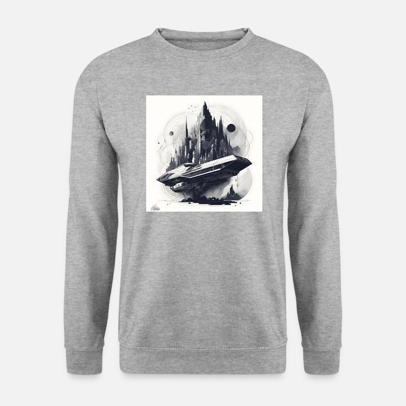 Sci fi city & ship - Unisex Sweatshirt - salt & pepper