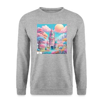 Pastel castle dreamscape - Unisex Sweatshirt - salt & pepper - Front - Alina (178cm) & Michal (187cm)