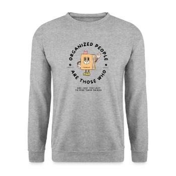 Organisierte Faulheit Karikatur - Unisex Pullover - Weißgrau meliert - Vorne - Alina (178cm) & Michal (187cm)