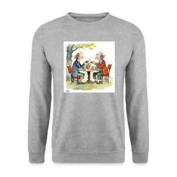 Messieurs amis partageant un moment - Sweat-shirt Unisexe - gris chiné - Devant - Alina (178cm) & Michal (187cm)