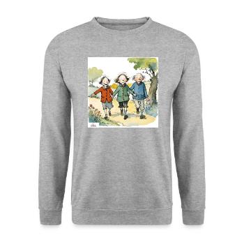 Vintage 3 amis - Sweat-shirt Unisexe - gris chiné - Devant - Alina (178cm) & Michal (187cm)
