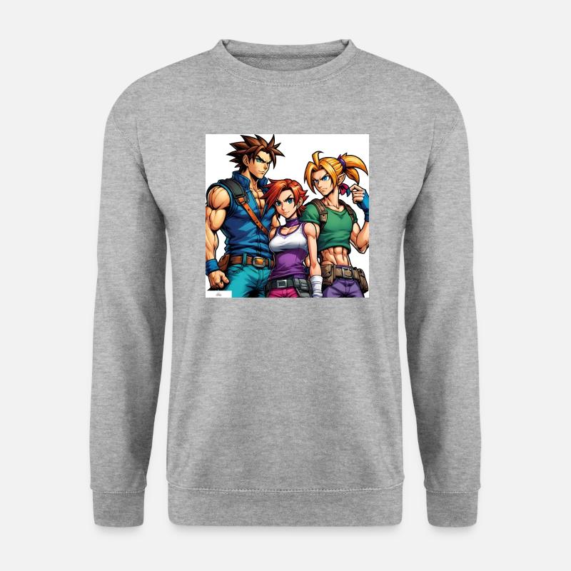 Manga Freunde Trio - Unisex Pullover - Weißgrau meliert