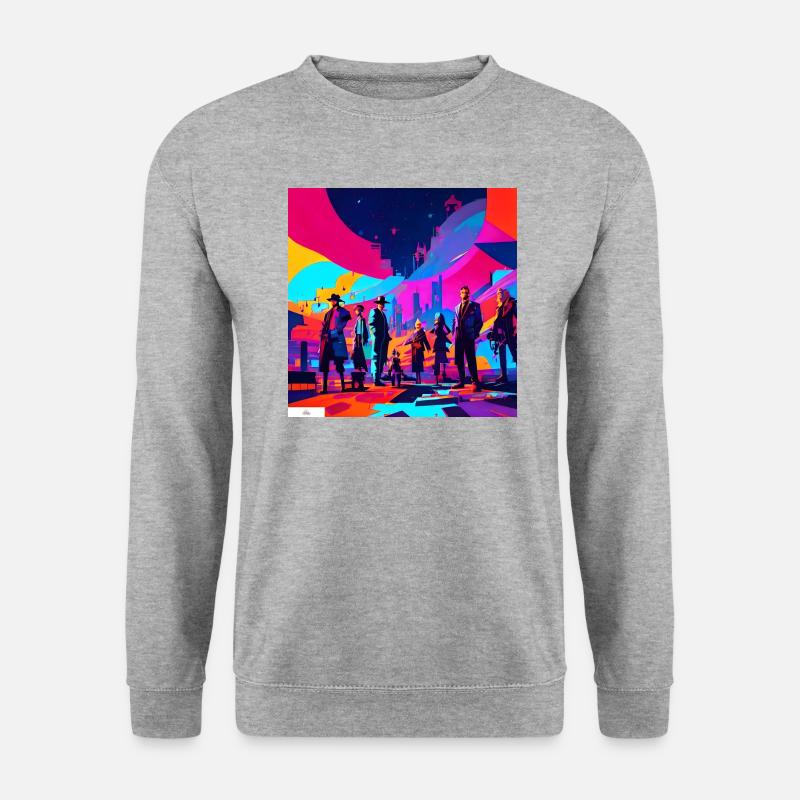 Digitale Fantasie-Freundschaft - Unisex Pullover - Weißgrau meliert