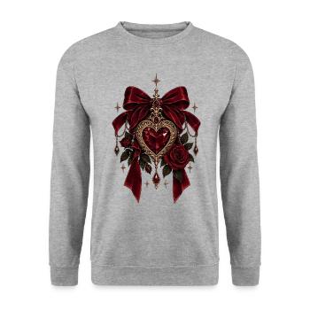 Gothic Heart Dark Romance - Unisex Pullover - Weißgrau meliert - Vorne - Alina (178cm) & Michal (187cm)