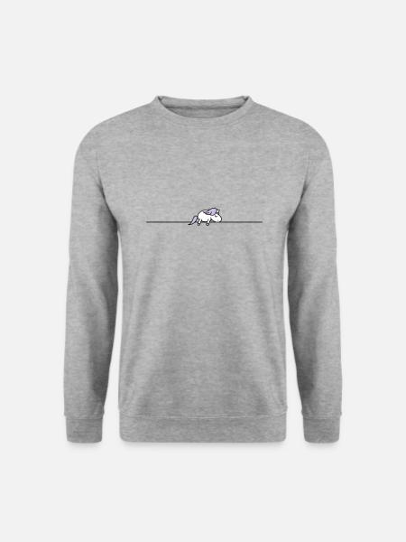schlafendes Einhorn - Unisex Pullover - Weißgrau meliert
