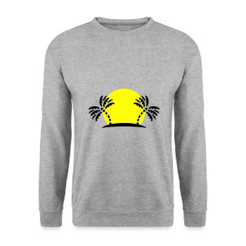 Island Palm Trees Sun Beach - Unisex Sweatshirt - salt & pepper - Front - Alina (178cm) & Michal (187cm)