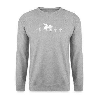 Schlagzeug Heartbeat - Unisex Pullover - Weißgrau meliert - Vorne - Alina (178cm) & Michal (187cm)