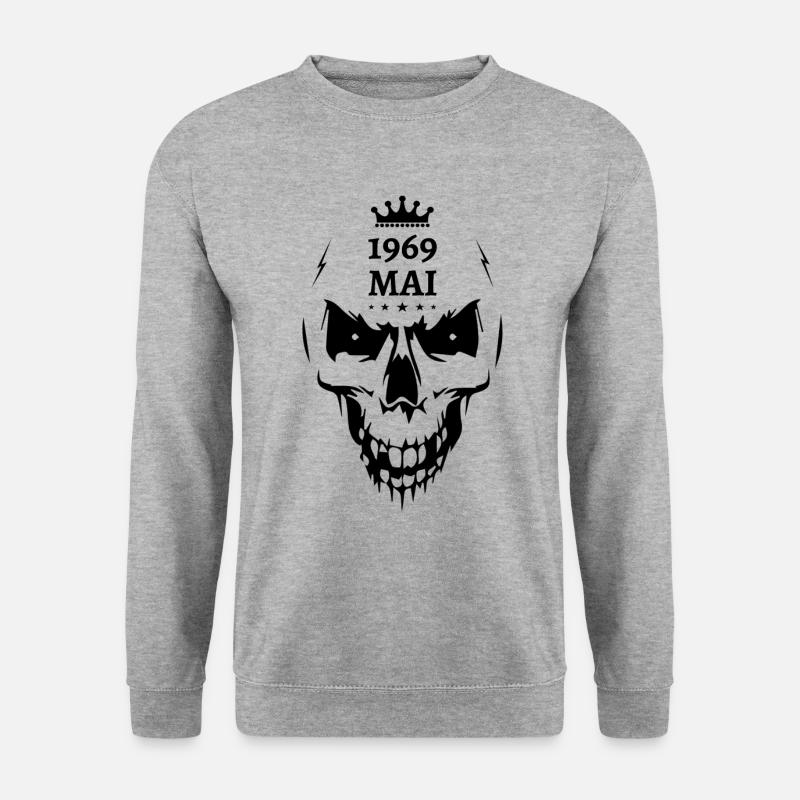 Mai 1969 Totenkopf - Unisex Pullover - Weißgrau meliert