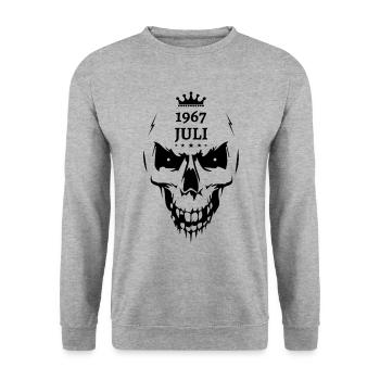 Juillet 1967 Crâne - Sweat-shirt Unisexe - gris chiné - Devant - Alina (178cm) & Michal (187cm)