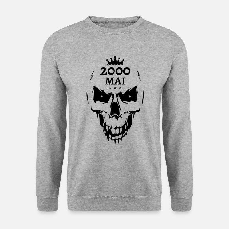 Mai 2000 Totenkopf - Unisex Pullover - Weißgrau meliert