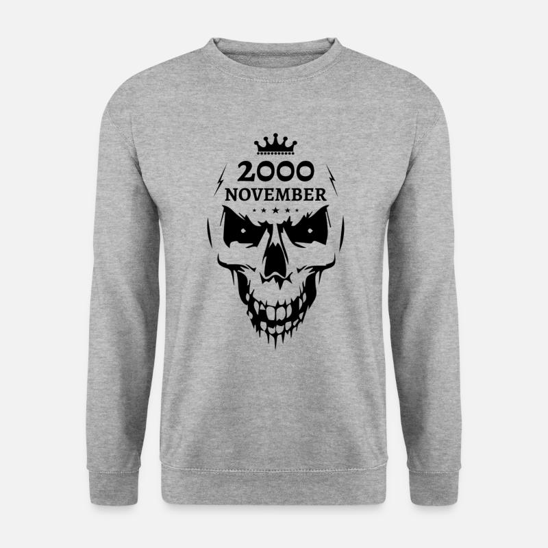 November 2000 Totenkopf - Unisex Pullover - Weißgrau meliert