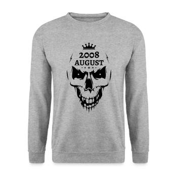 August 2008 Totenkopf - Unisex Pullover - Weißgrau meliert - Vorne - Alina (178cm) & Michal (187cm)