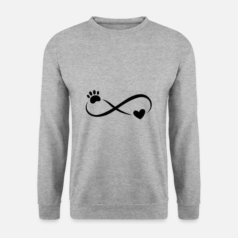 Hundeliebhaber Pfote und Herz Design - Unisex Pullover - Weißgrau meliert