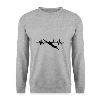 Heartbeat Swimmer - Diver Water Sports Athlete - Unisex Sweatshirt - salt & pepper - Front - Alina (178cm) & Michal (187cm)